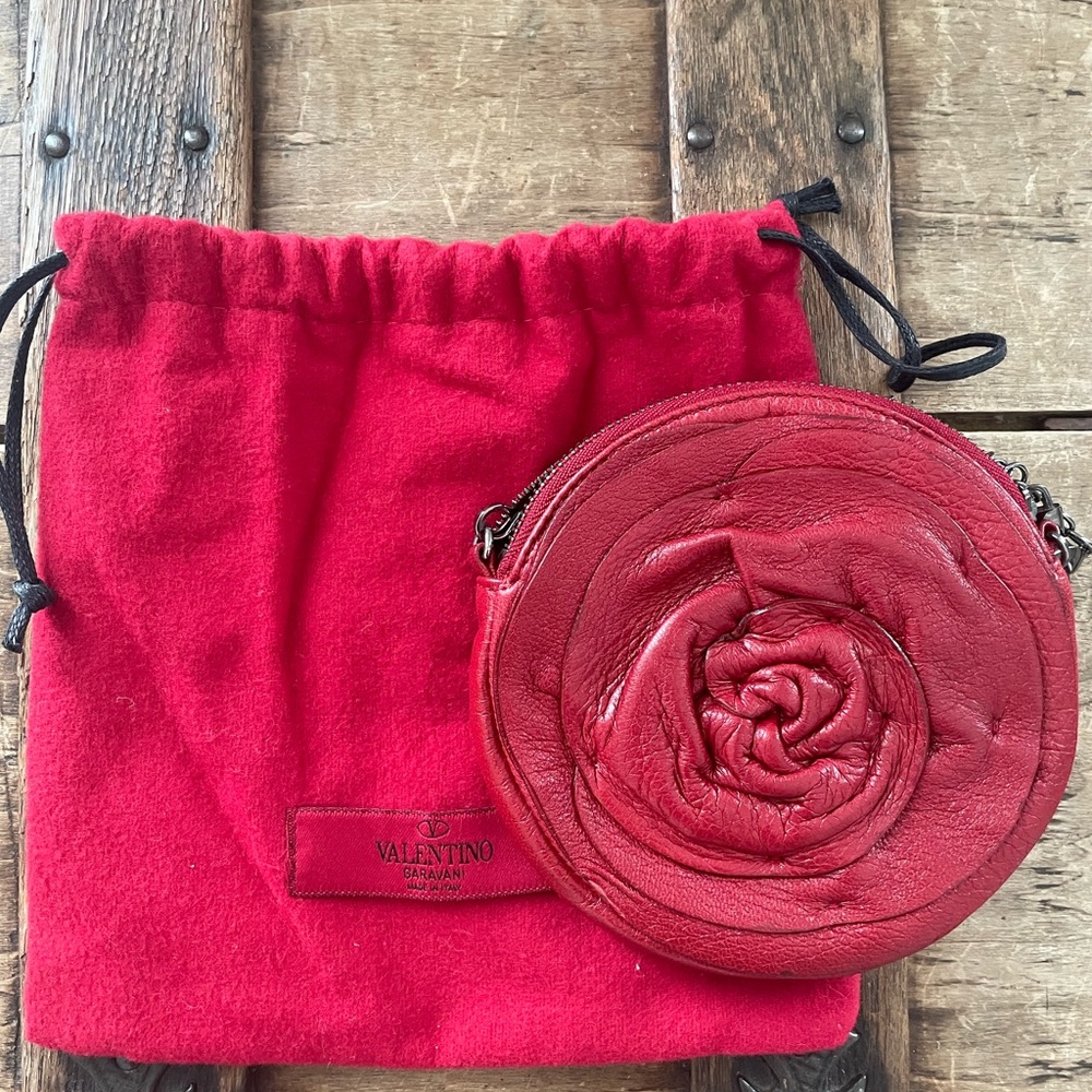 VALENTINO - Nappa Rose Crossbody Bag Red